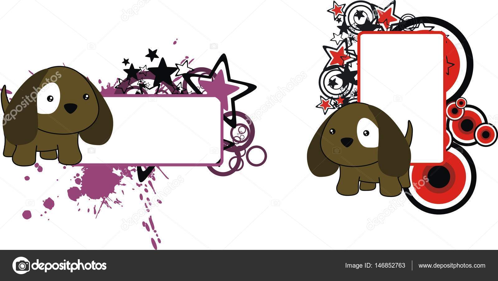 Doux Petit Bébé Chien Dessin Animé Fond Image Vectorielle