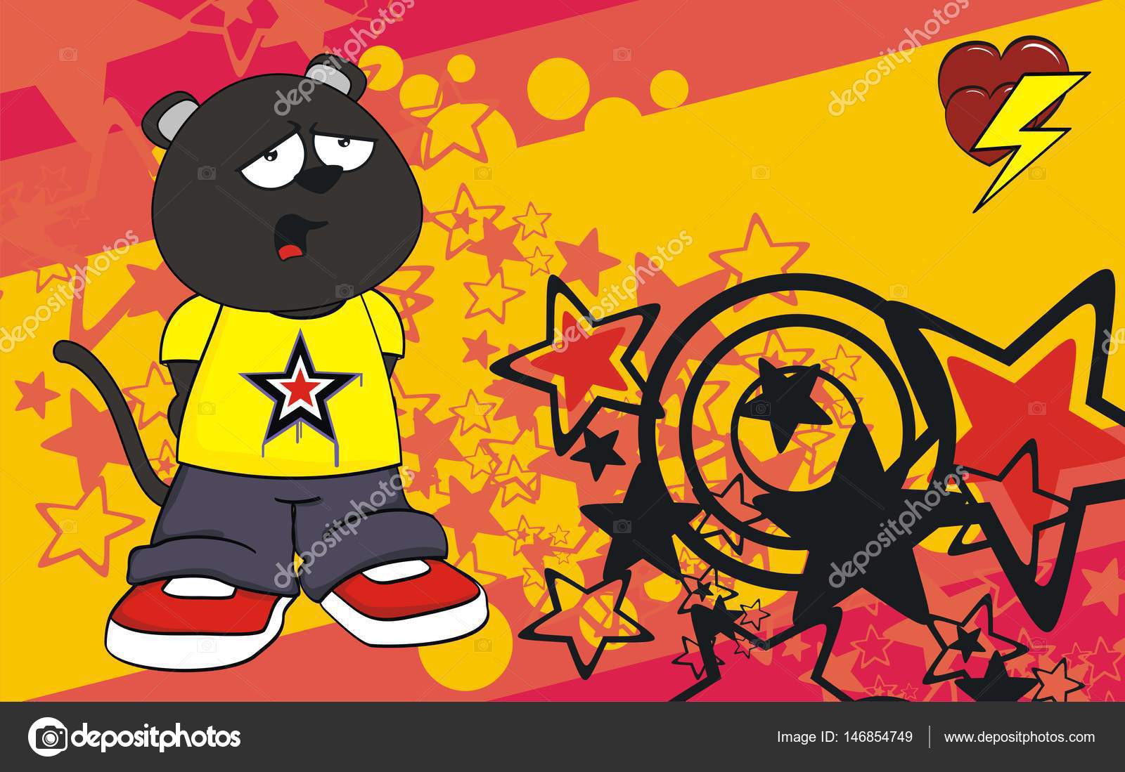 Panthère Peu Triste Enfant Dessin Animé Expression Fond