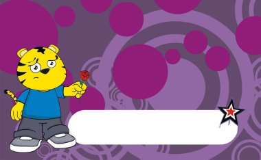 küçük kaplan çocuk çizgi film ifade arka plan gül