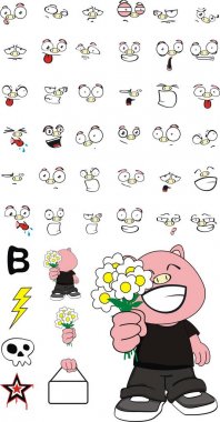 Inlove litte domuz çocuk çizgi film exoressions ayarla