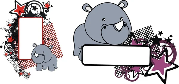 Doce pequeno bebê rinoceronte cartoon copyspace — Vetor de Stock