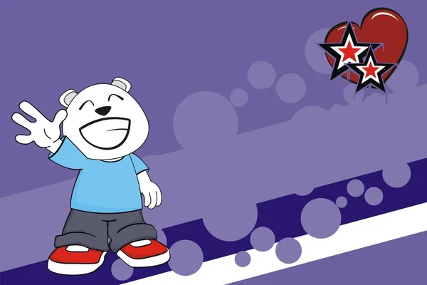 Feliz poco polar oso niño dibujos animados expresión fondo — Vector de stock