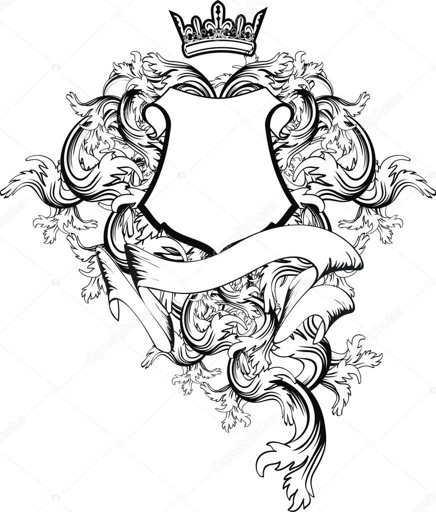 heraldic shield tattoo black ink coat of arms crest