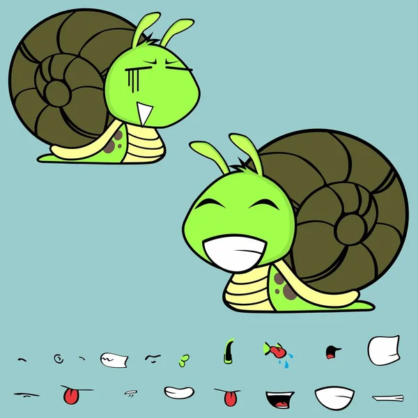 행복 한 작은 달팽이 만화 식 설정 — 스톡 벡터