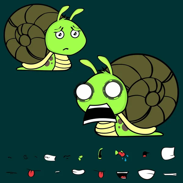 Hurlant petit escargot dessins animés expressions ensemble — Image vectorielle
