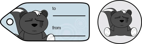 Triste petite carte cadeau d'expression skunk dessin animé — Image vectorielle