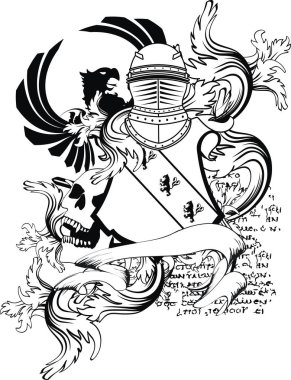 Hanedan Ortaçağ kask kalkan silah kat dövme kartal aslan