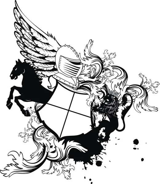 Heraldic medieval helmet shield coat of arms tattoo — Stock Vector