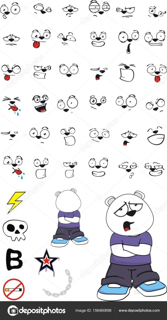 Triste Lours Polaire Enfant Dessin Animé Expressions