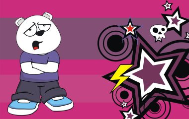 komik küçük çocuk kutup ayısı ifade arka plan çizgi film