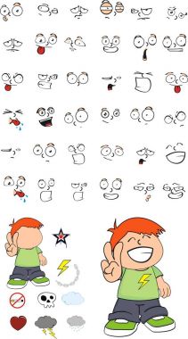 mutlu küçük çocuk çizgi film ifadeleri ayarla 