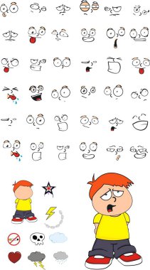 üzgün küçük çocuk çizgi film ifadeleri ayarla 