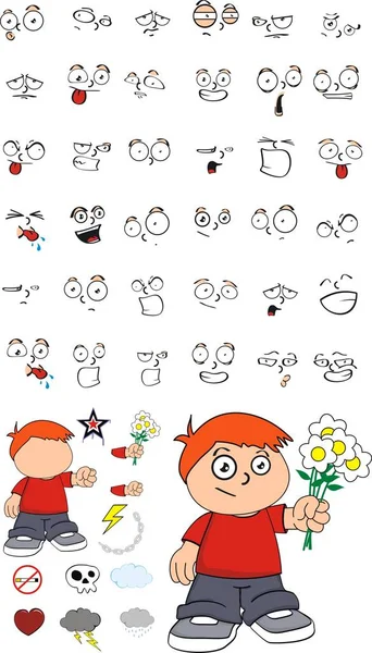 Kwiaty małe dziecko kreskówka zestaw wyrażeń — Wektor stockowy