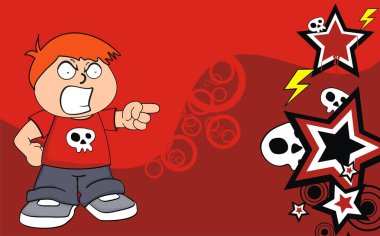 öfkeli küçük çocuk çizgi film ifade arka plan