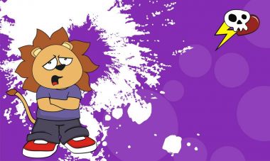 üzgün küçük aslan çocuk çizgi film ifade arka plan