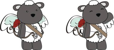 sevimli koyun küçük aşk tanrısı çizgi film seti