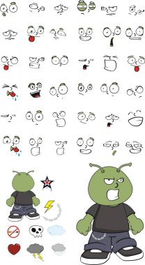 kızgın küçük uzaylı çocuk çizgi film ifadeler kümesi