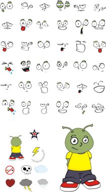 küçük uzaylı çocuk çizgi film ifadeleri set7