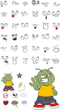 Durdur küçük uzaylı çocuk çizgi film ifadeleri küme