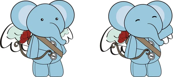 Adorable éléphant petit jeu de dessin animé Cupidon — Image vectorielle