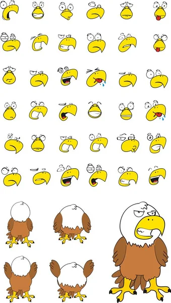 Funny eagle cartoon expressions set — Stock Vector
