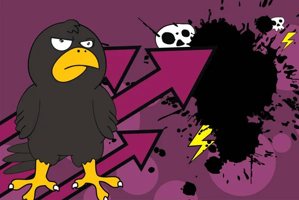 Drôle d'expression corbeau fond de dessin animé — Image vectorielle