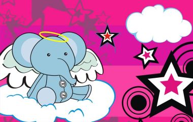 şirin kanatlı melek melek fil arka plan