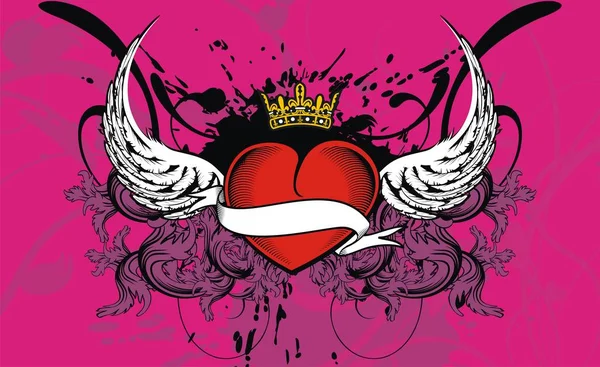 Winged heraldic heart tattoo background4 — Stock Vector