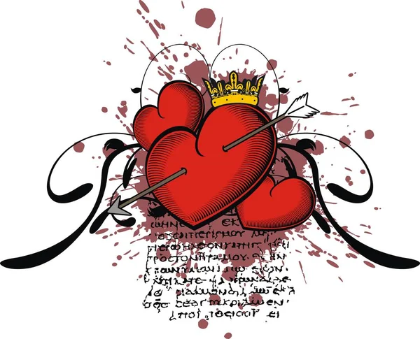 Tshirt coeur héradique tattoo8 — Image vectorielle
