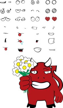 çiçekler iblis karikatür ifadeler kümesi