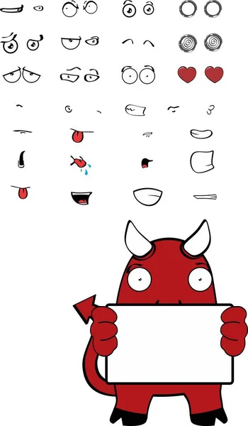 Singboard demone cartoni animati espressioni impostato — Vettoriale Stock