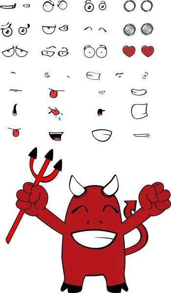 Heureux jeu d'expressions de dessin animé démon — Image vectorielle