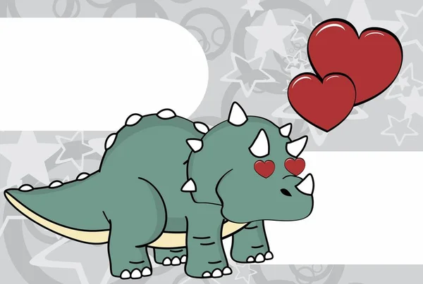 INLOVE triceratops kreskówka wyrażeń tło — Wektor stockowy