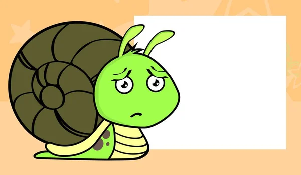 Triste mignon petit escargot dessin animé expression fond — Image vectorielle