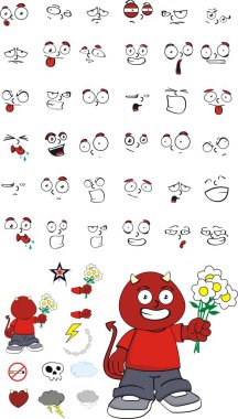 komik şirin küçük şeytan çocuk çizgi film ifadeleri set3