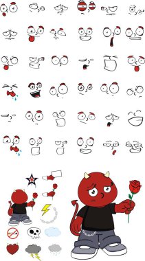 komik şirin küçük şeytan çocuk çizgi film ifadeleri set8