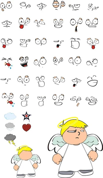 Cute angel kid cherub cartoon expressions set2 — Stock Vector