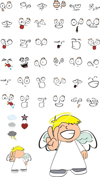 Ange mignon enfant chérubin expressions de dessin animé set8 — Image vectorielle