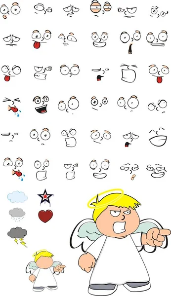 Ange mignon enfant chérubin expressions de dessin animé set00 — Image vectorielle