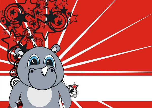 Schattig, mollig rhino cartoon achtergrond — Stockvector