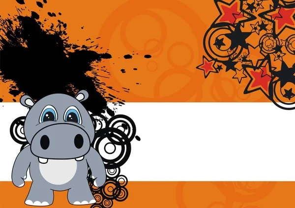 Lindo gordito hipopótamo dibujos animados fondo — Vector de stock
