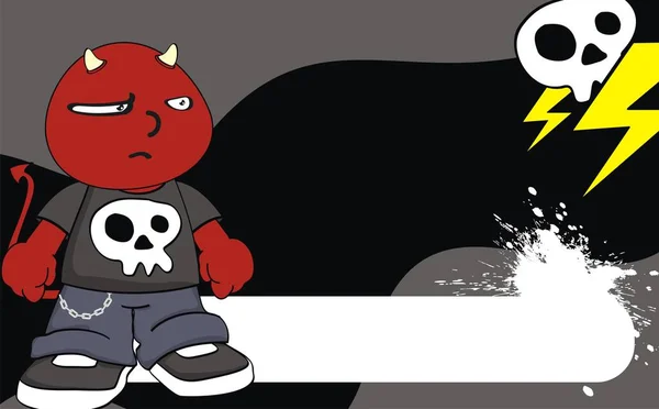 Grumpy demônio garoto desenho animado expressão fundo — Vetor de Stock