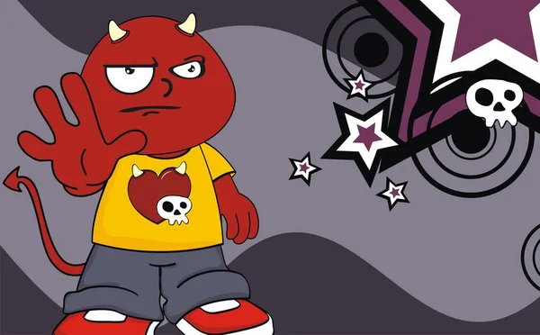 Grappige demon kind cartoon expressie background3 — Stockvector