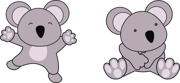 Dolce bambino koala cartone animato set — Vettoriale Stock