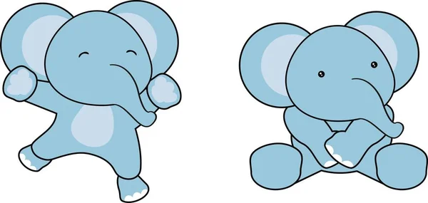 Jeu de dessin animé bébé éléphant doux — Image vectorielle