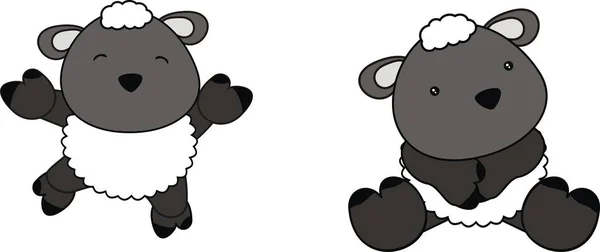 甘い赤ちゃん羊漫画セット — ストックベクタ