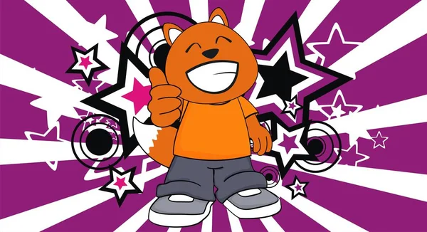 Happy little fox kluk kreslené pozadí — Stockový vektor