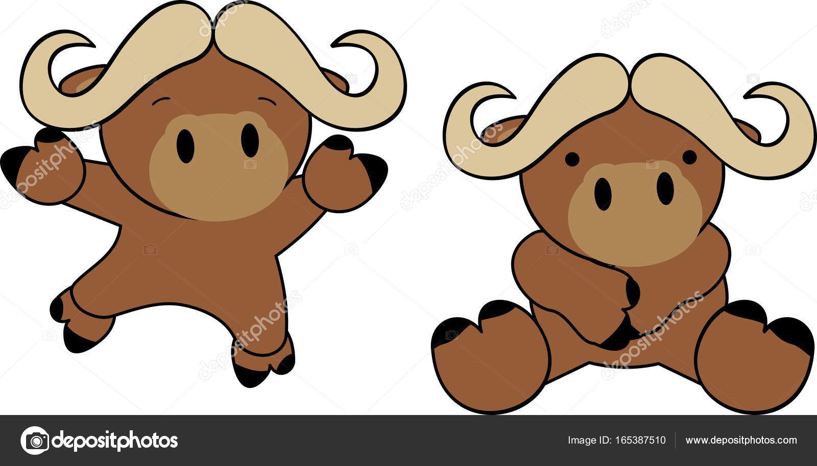 Bebe Doux Boeufs Jeu De Dessin Anime Image Vectorielle Par Hayashix23 C Illustration