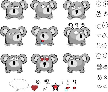 Şirin Bebek topu koala karikatür ifade kümesi