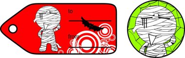 komik tombul küçük mumya çizgi film hediye kartı etiket ifade kümesi